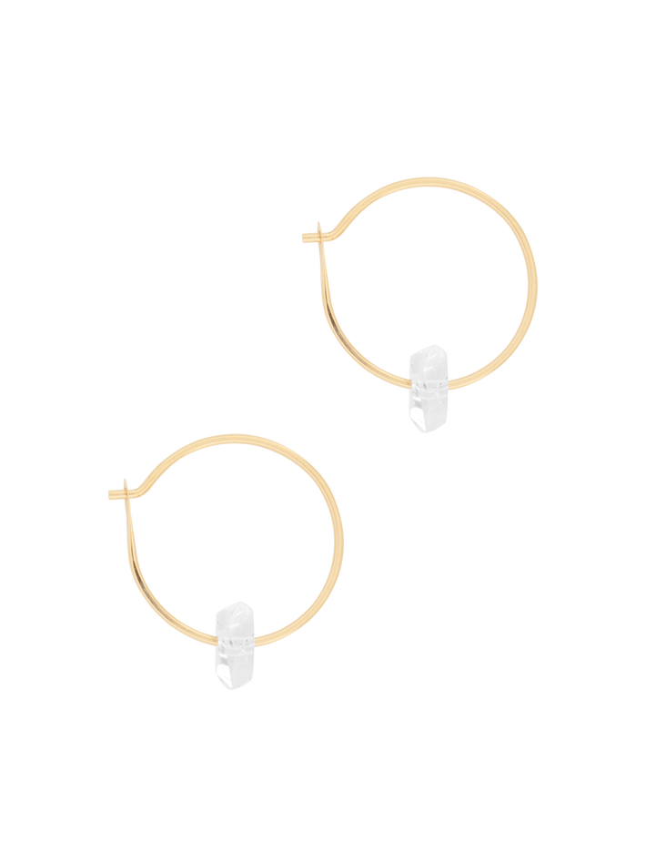 Medium hoops with floating herkimer diamond
