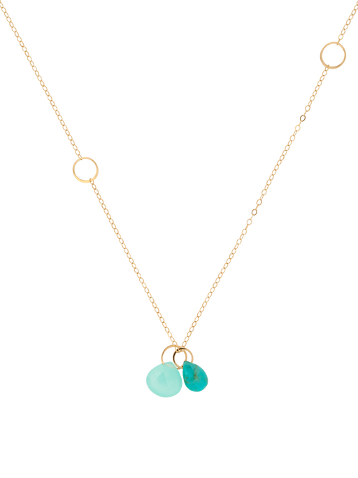 Turquoise and green chalcedony drop necklace photo