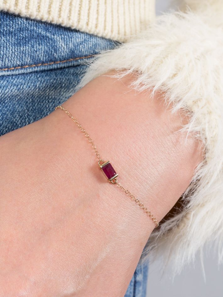 Ruby baguette chain bracelet
