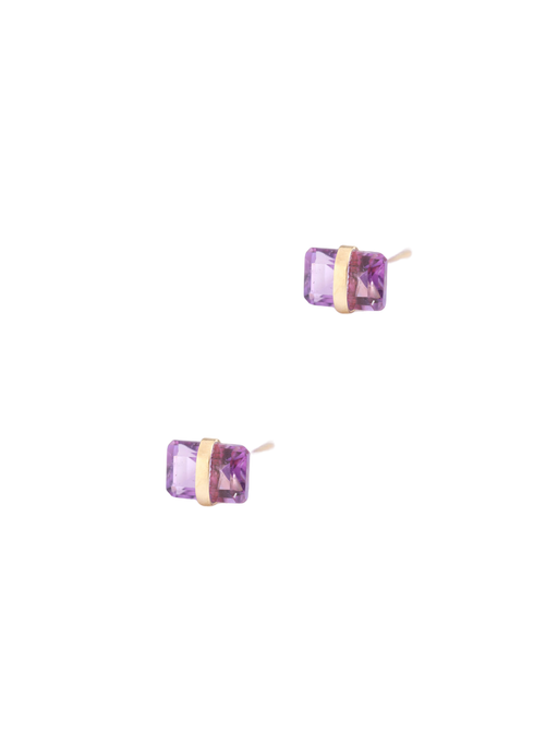 Bezel wrapped amethyst stud earring photo
