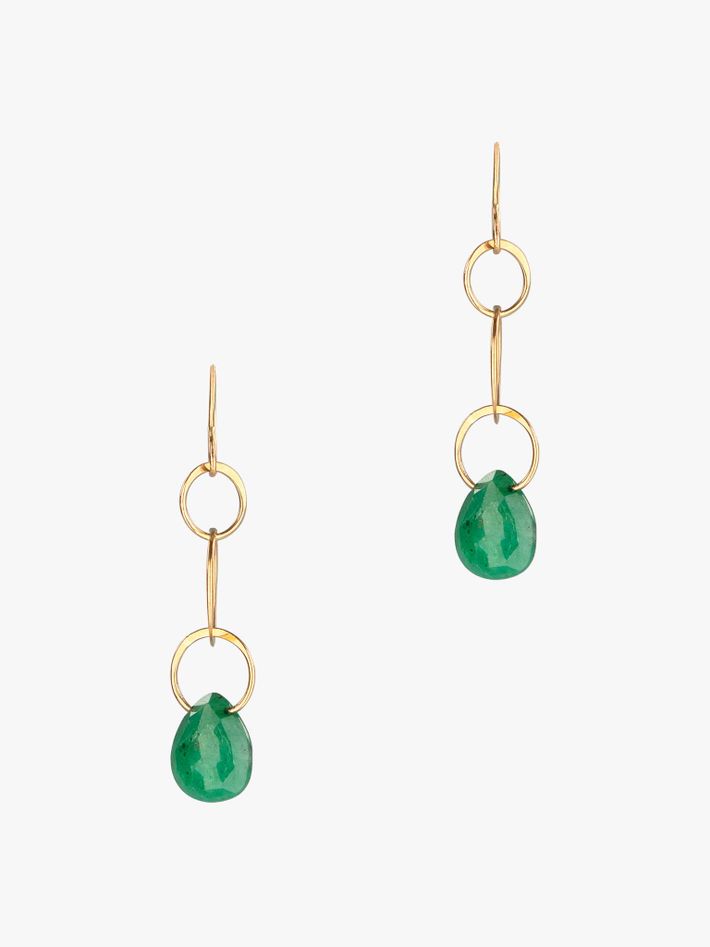 Emerald single drop earrings