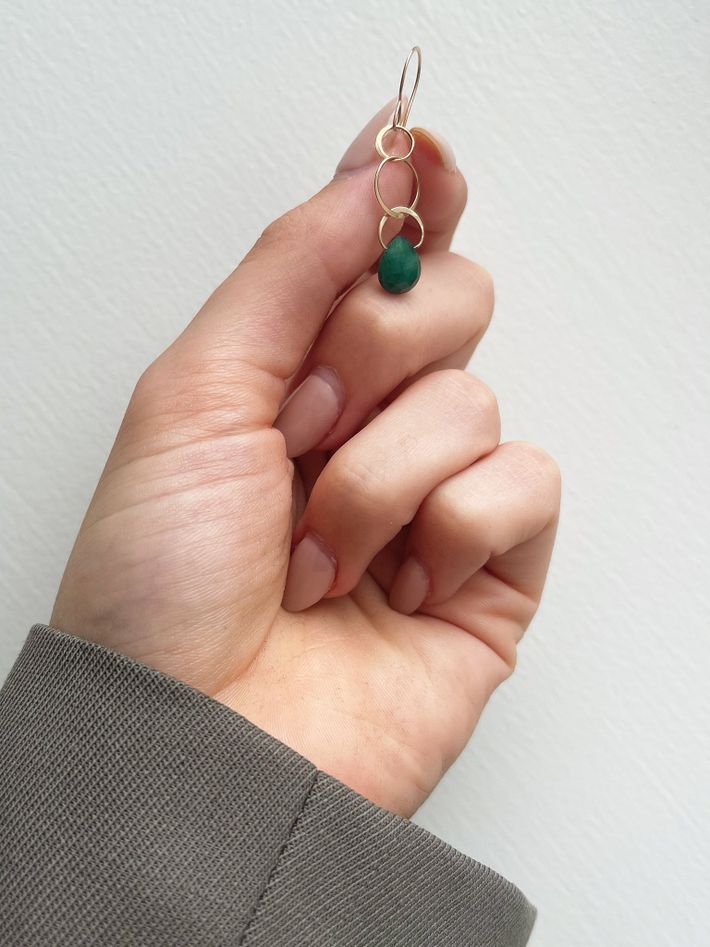 Emerald single drop earrings