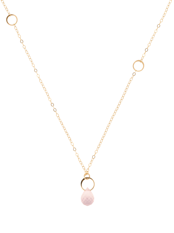 Rose quartz single drop necklace