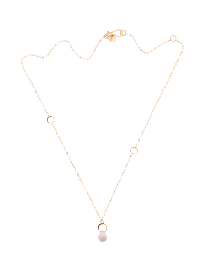 Rose quartz single drop necklace