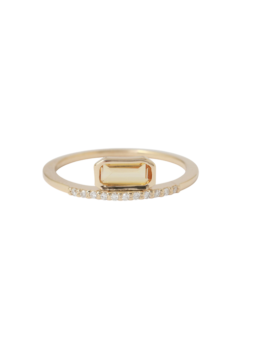 Citrine Micropave Diamond Cityscape Stacking Ring photo