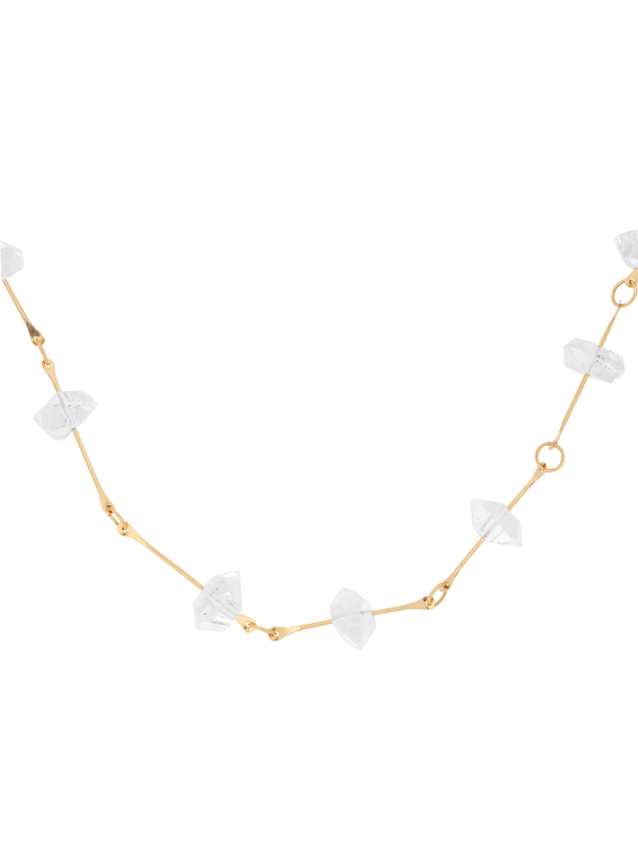 Bone chain necklace with floating herkimer diamonds