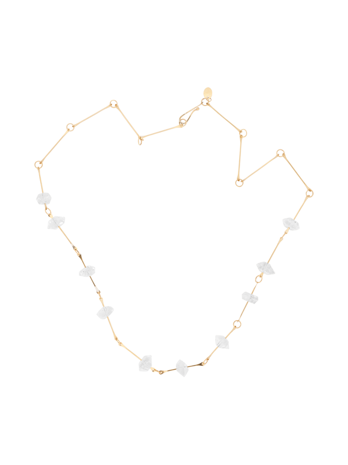 Bone chain necklace with floating herkimer diamonds
