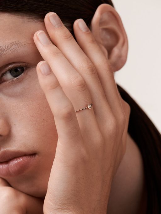 Flush set white diamond ring photo