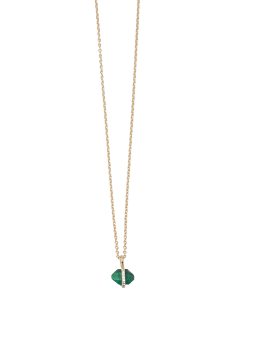 Small Micropave Bezel Wrapped Herkimer cut Malachite Necklace photo