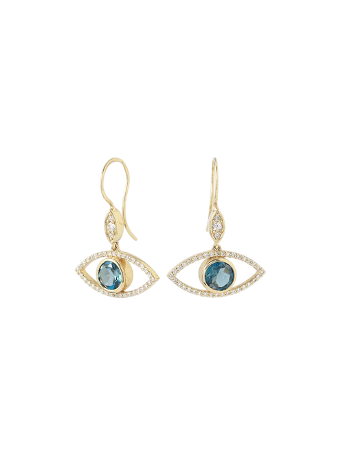 London Blue Topaz Diamond Eye Drop Earrings photo
