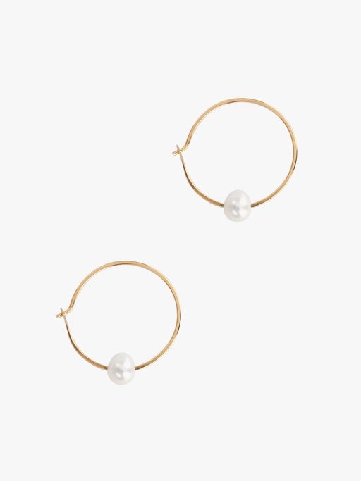 Hoops with single floating pearl photo