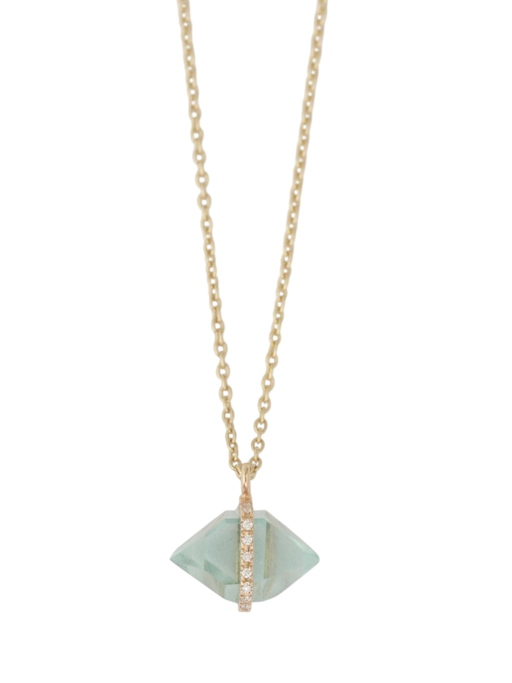 Large Micropave Bezel Wrapped Herkimer cut Aquamarine Necklace photo