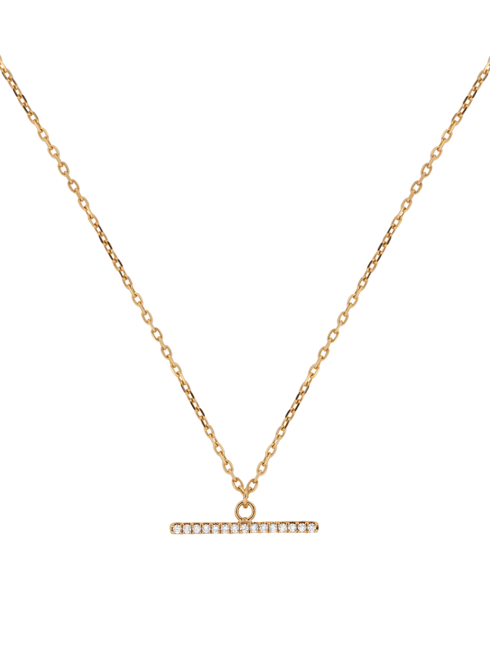Diamond pavé bar pendant necklace