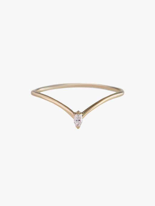 Single marquise diamond fleurescent stacking ring photo