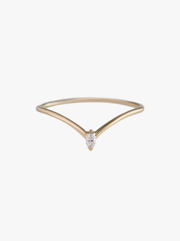 Single marquise diamond fleurescent stacking ring