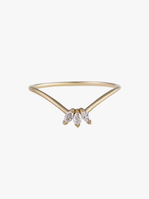 Triple marquise diamond fleurescent stacking ring photo