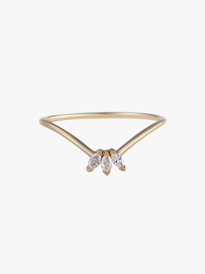Triple marquise diamond fleurescent stacking ring