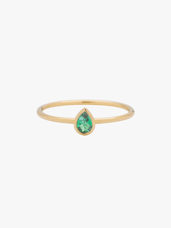 Pear cut emerald stacking ring