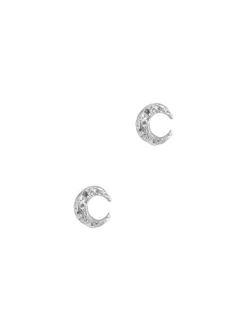 Micro crescent moon stud earrings silver photo