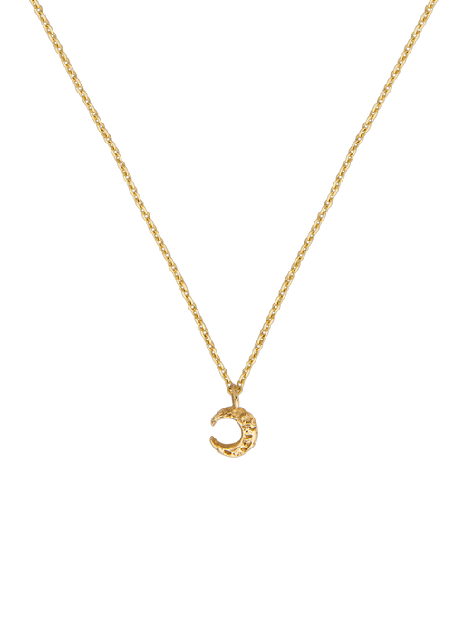 Micro crescent moon necklace gold photo