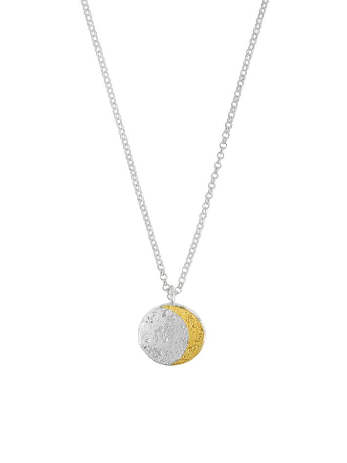 Moon disc necklace gold x silver