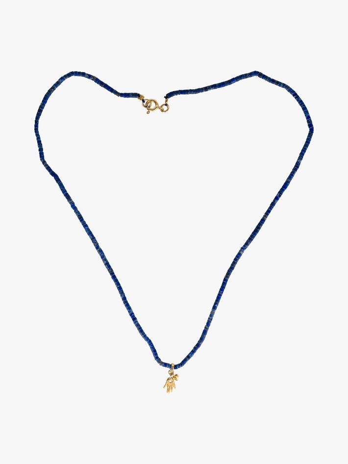 Sofia blue lapis charm necklace