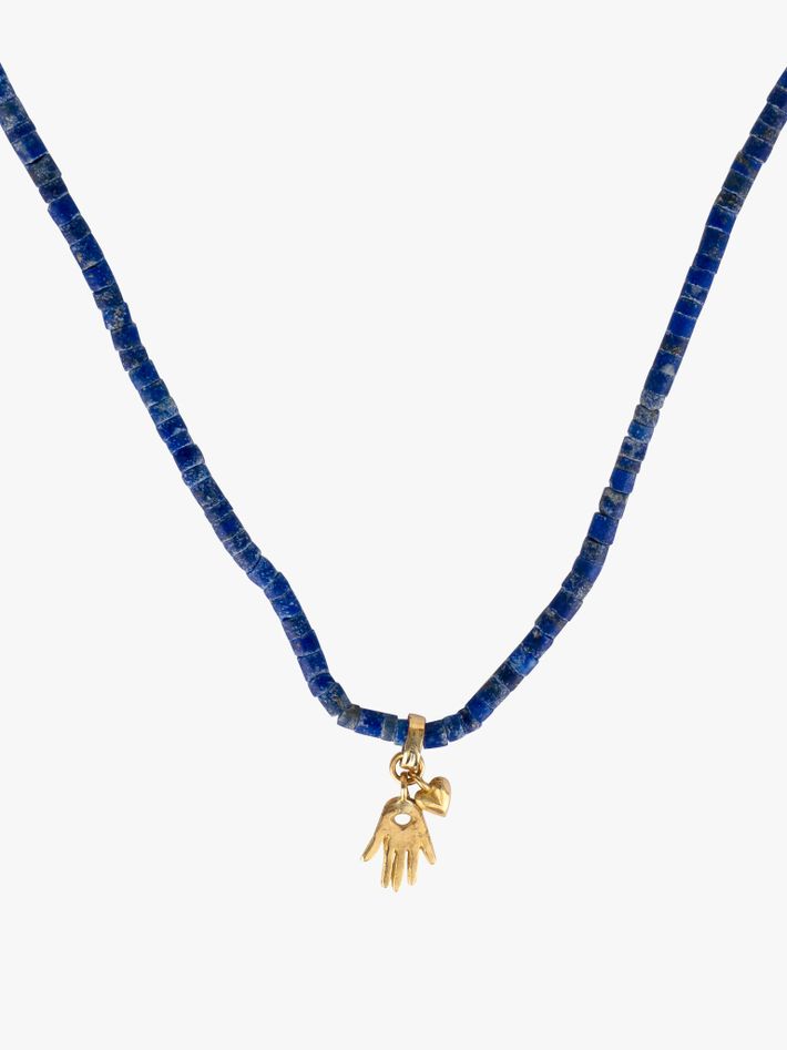 Sofia blue lapis charm necklace
