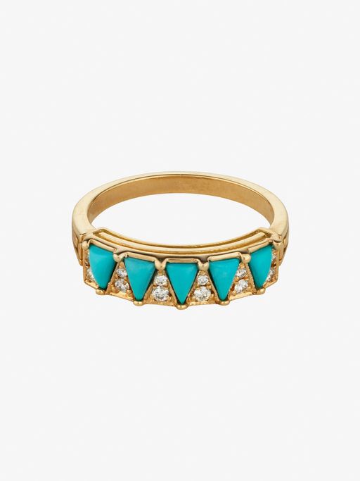 Turquoise five triangle ring photo