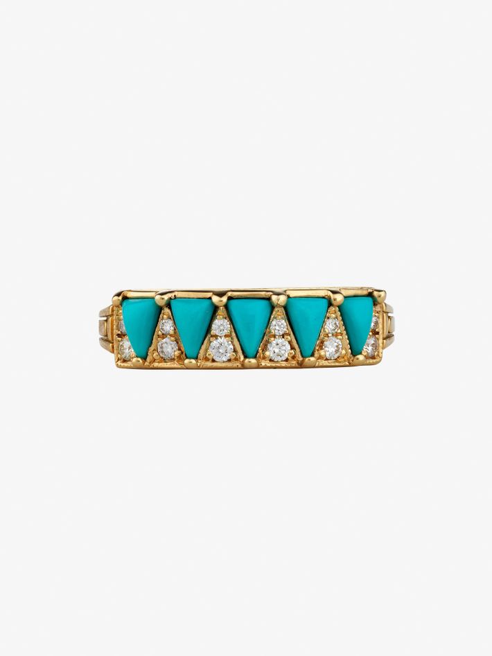 Turquoise five triangle ring