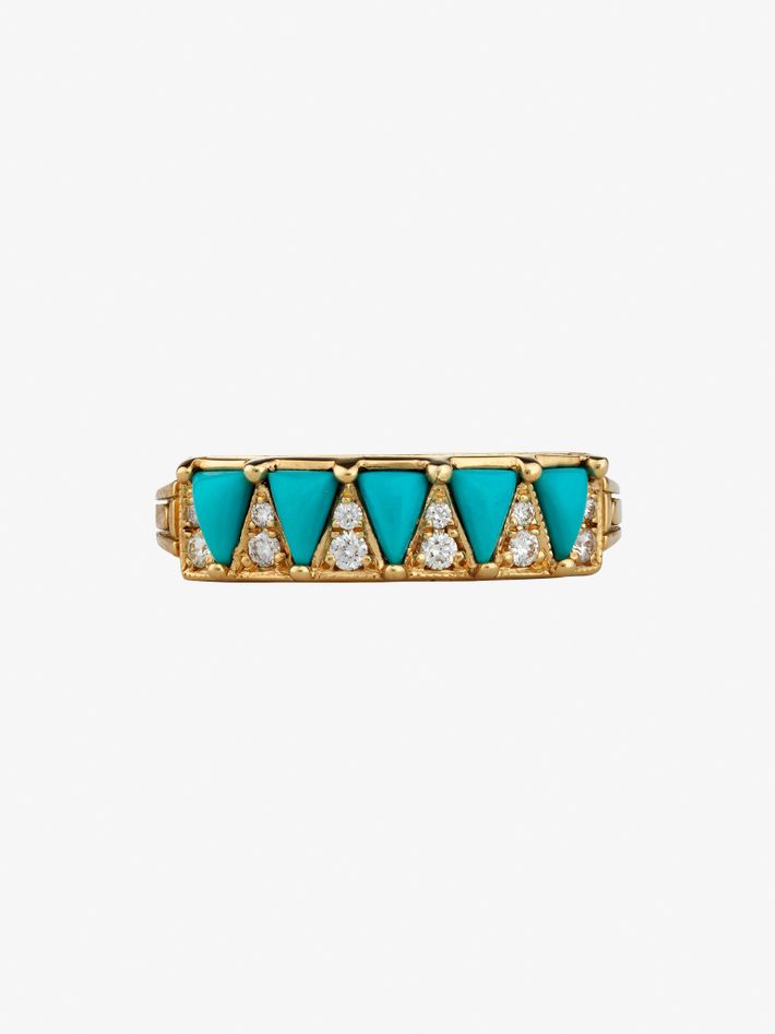 Turquoise five triangle ring by Mociun