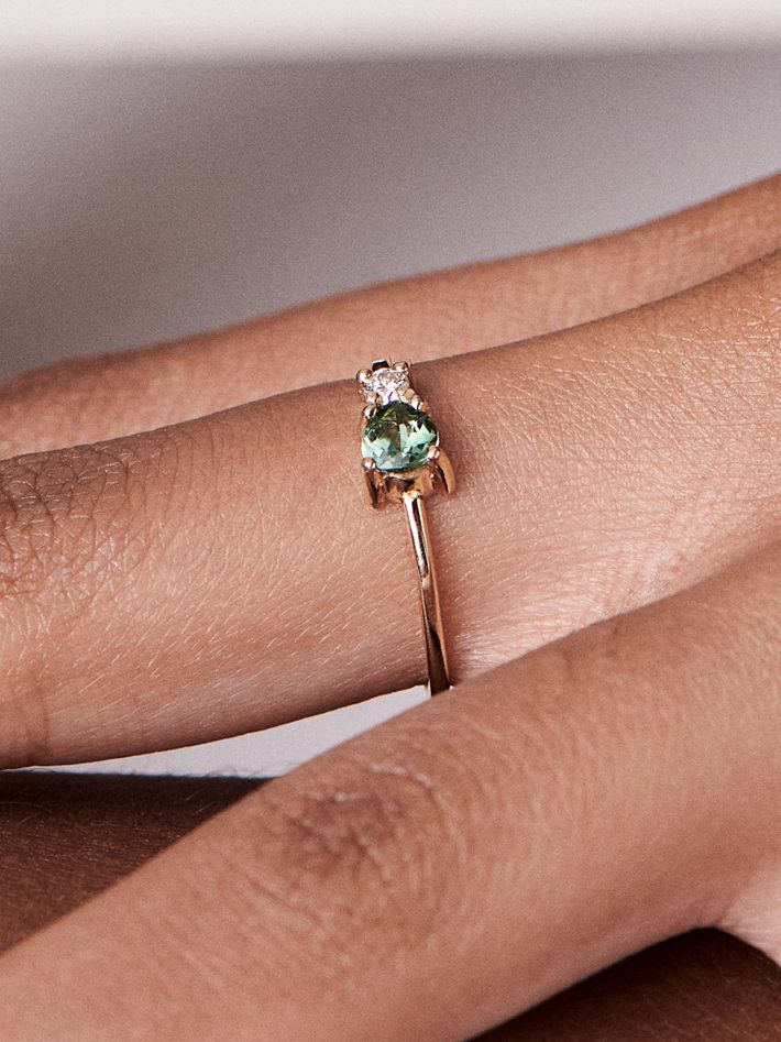 Seafoam tourmaline teardrop ring