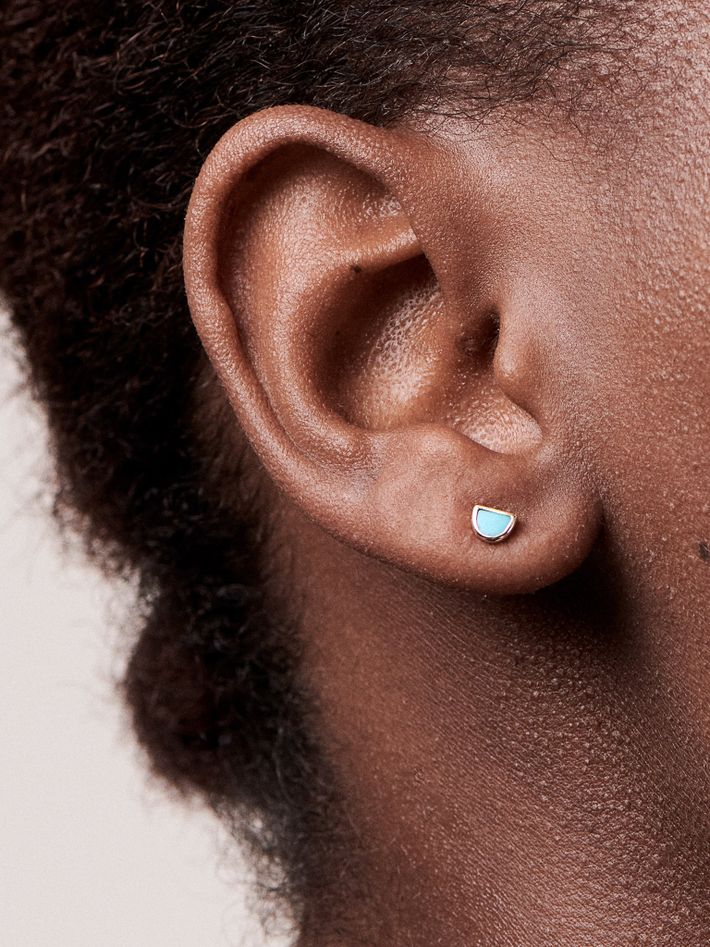 Turquoise half moon stud