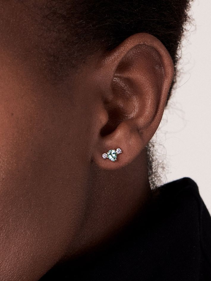 Seafoam tourmaline teardrop cluster earrings