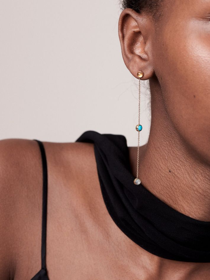 Birthstone two drop single earring