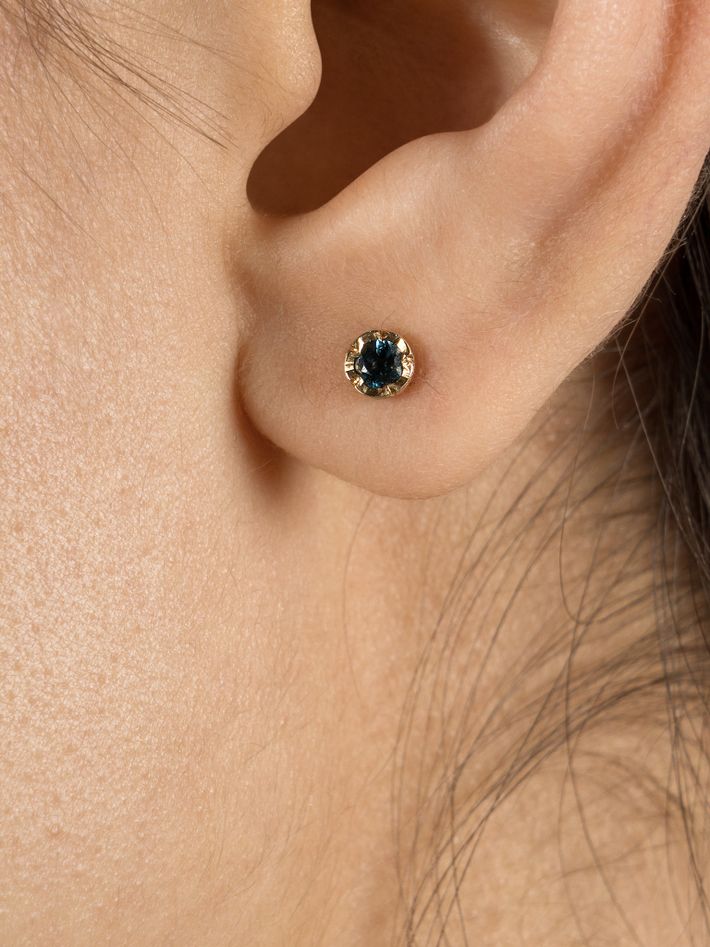 Flower set London blue topaz earrings