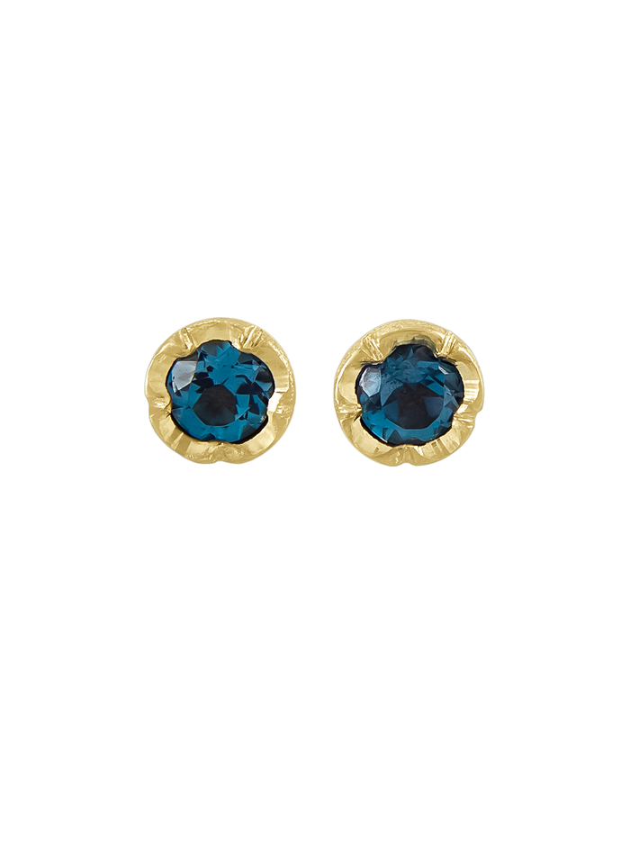 Flower set London blue topaz earrings