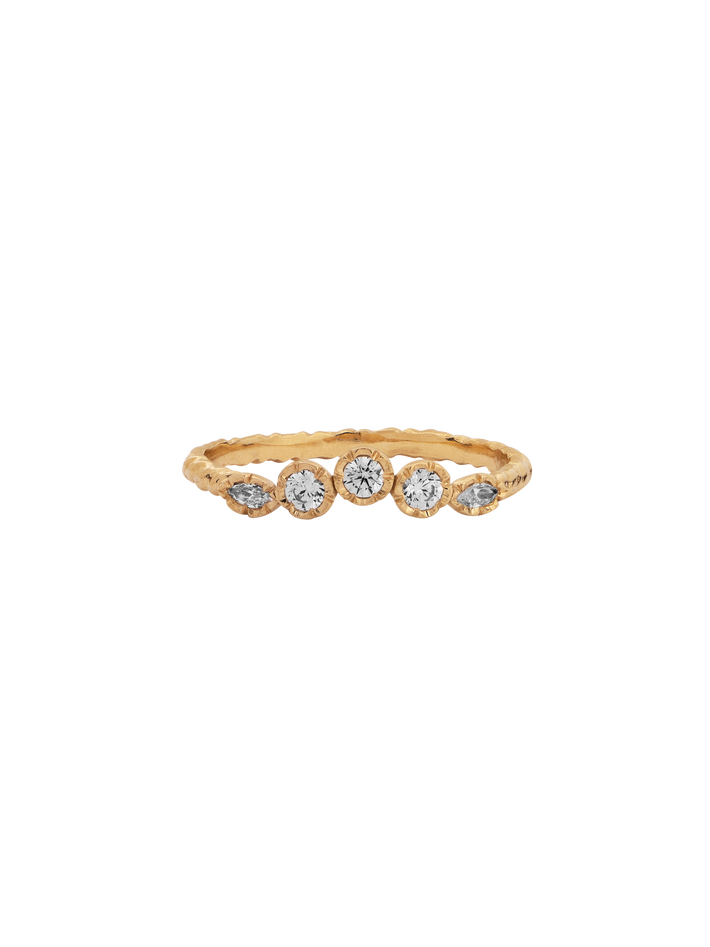 Diamond flower set curved ring