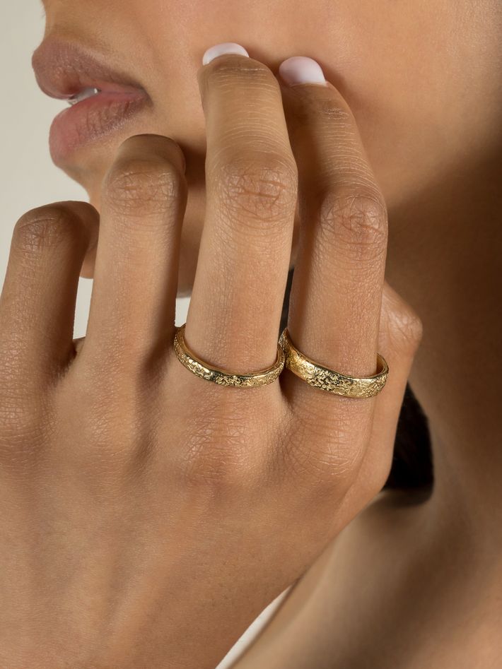 3.5mm organic textured wedding ring