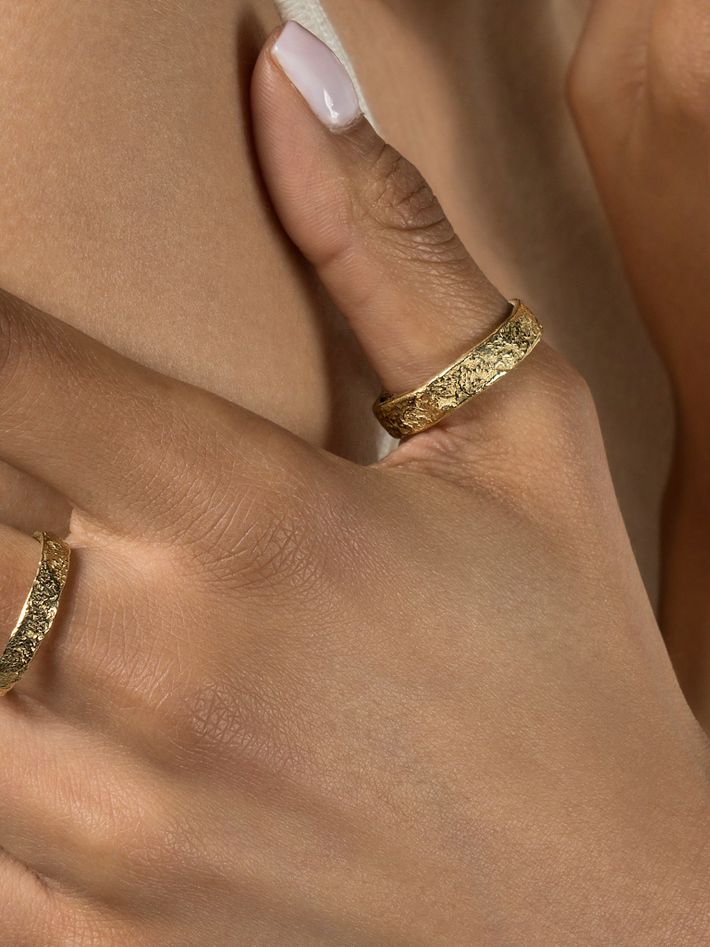5mm organic textured wedding ring