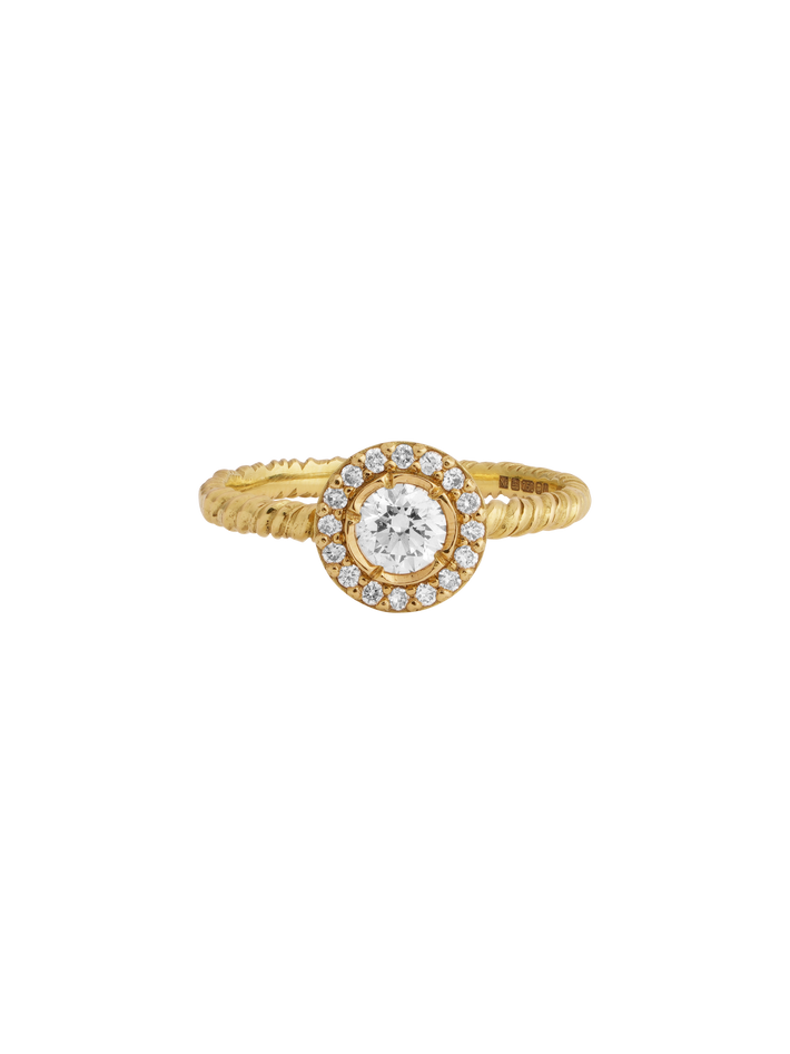 Brilliant cut round diamond halo ring 