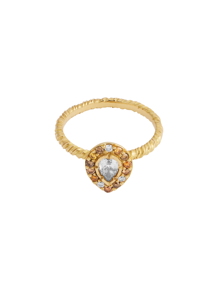 Pear diamond halo engagement ring