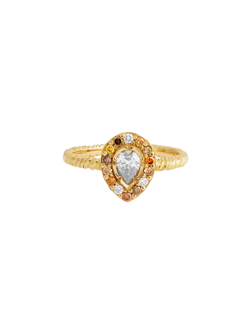 Pear diamond halo engagement ring photo