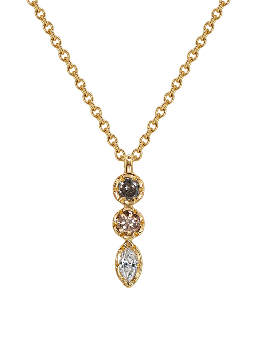 Flower set diamond three stone necklace  photo