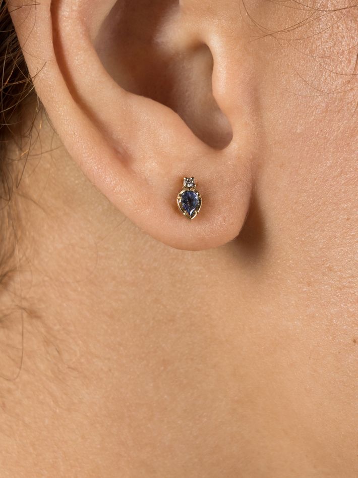 Flower set tanzanite & diamond earrings
