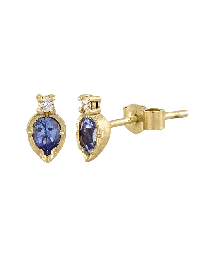 Flower set tanzanite & diamond earrings