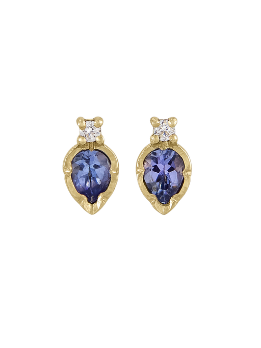 Flower set tanzanite & diamond earrings photo