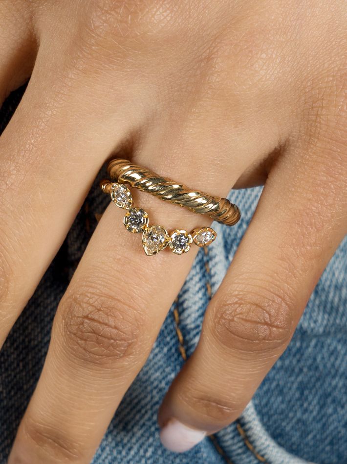 Statement diamond wishbone ring