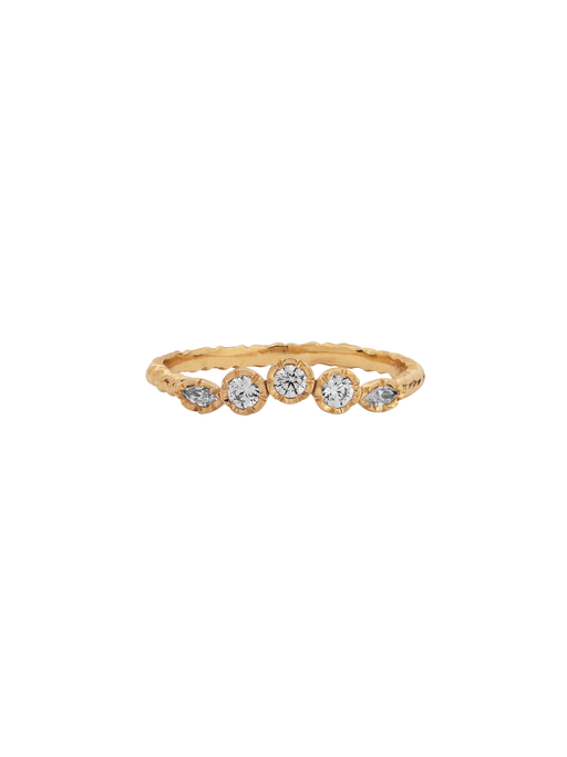 Diamond flower set curved ring photo