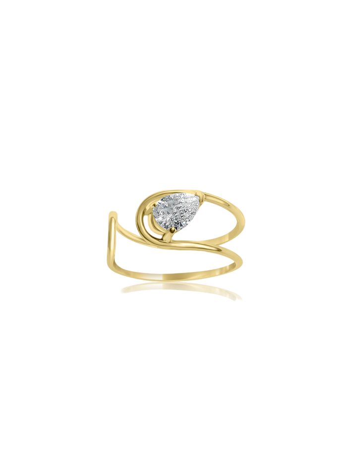 Double c pear diamond ring
