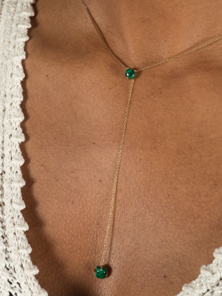 Heart drop malachite necklace